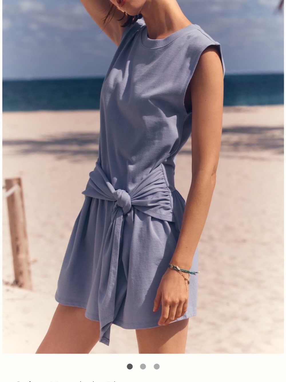 Sleeveless Knot-Waist Mini Dress - Dusty Blue